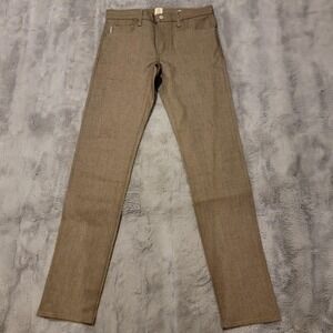Hiroshi Kato Jeans Mens 31x35 Brown Pen Slim 4-Way Stretch Selvedge Raw Denim